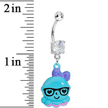 BodyCandy Crystalline Gem Baby Blue Squid Nerd Charm Dangle Belly Ring — detail close-up
