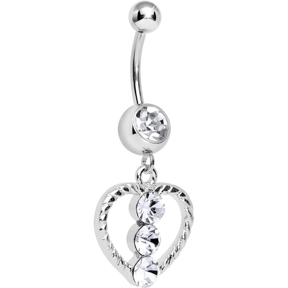 BodyCandy Crystalline Gem Roped Heart Dangle Belly Ring — main product shot