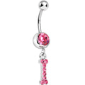 BodyCandy Pink Gem Letter I Initial Dangle Belly Ring — main product shot