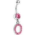 BodyCandy Pink Gem Letter O Initial Dangle Belly Ring — main product shot