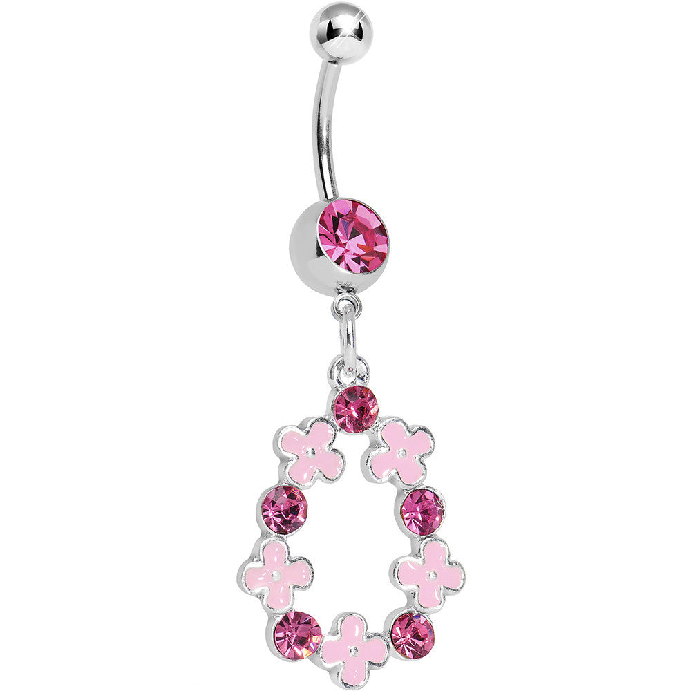BodyCandy Pink Gem Hugs and Kisses Dangle Belly Ring — main product shot