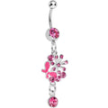 BodyCandy Single Gem Pink Floral Burst Butterfly Dangle Belly Ring — main product shot