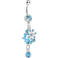 BodyCandy Single Gem Aqua Floral Burst Butterfly Dangle Belly Ring — main product shot