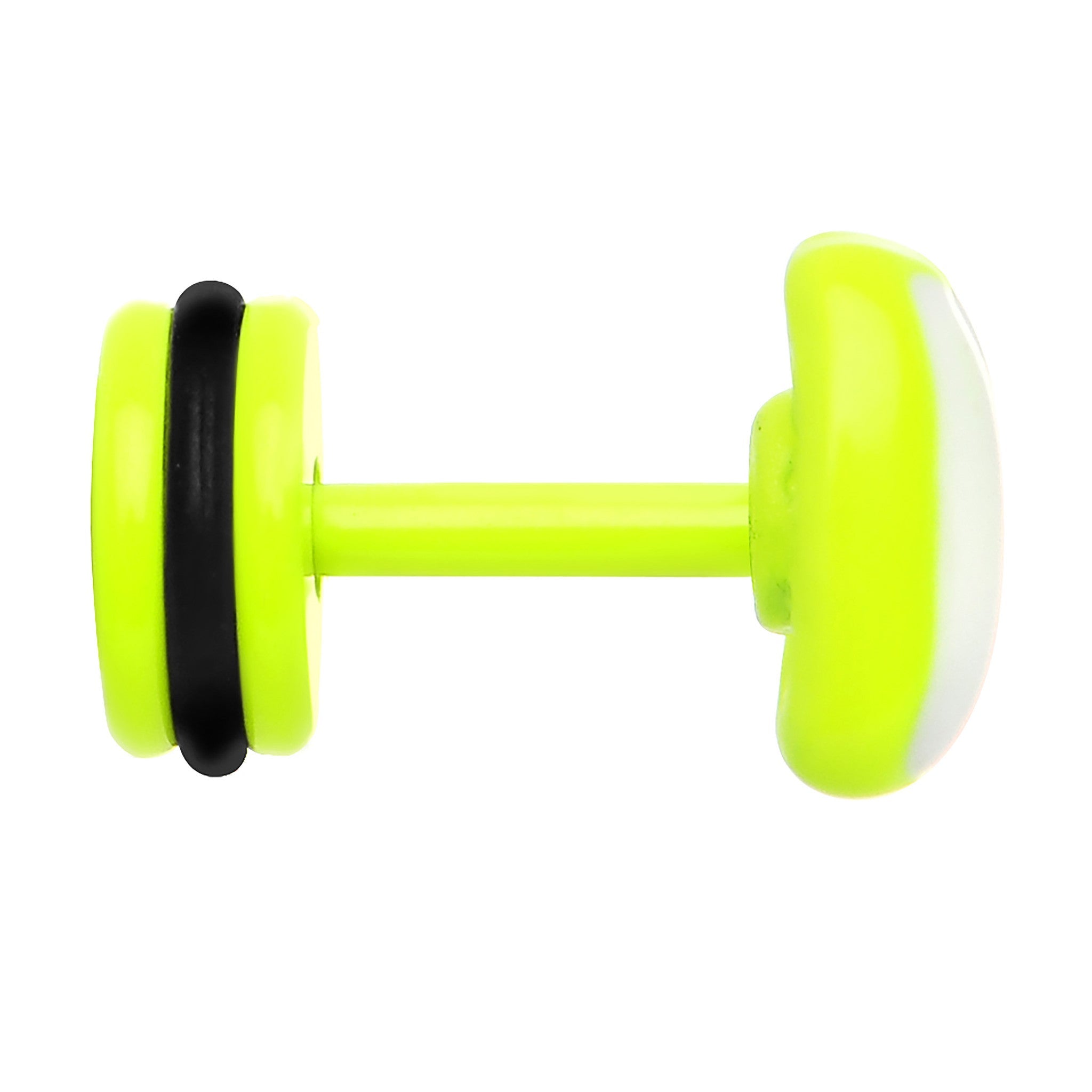 BodyCandy White on Light Green Neon Enamel Bow Tie Cheater Plug — lifestyle context