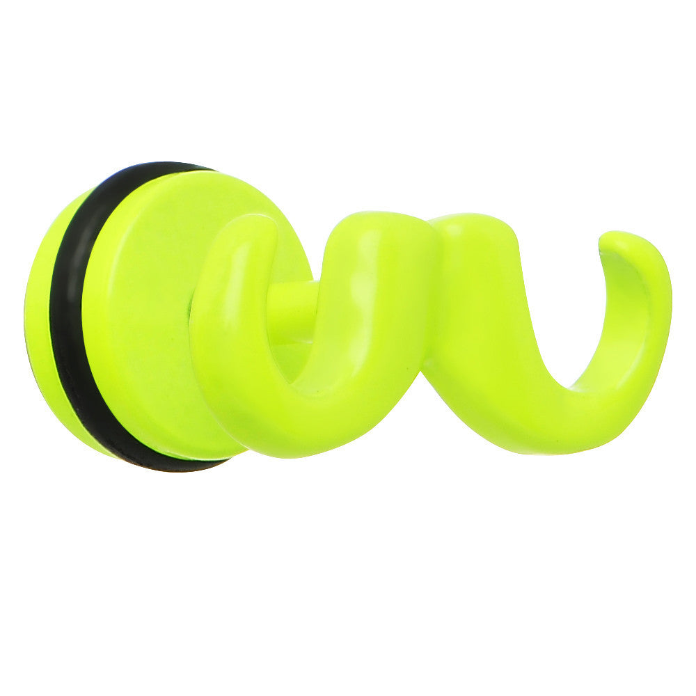 BodyCandy Light Green Neon Enamel Old Fashioned Mustache Cheater Plug — main product shot