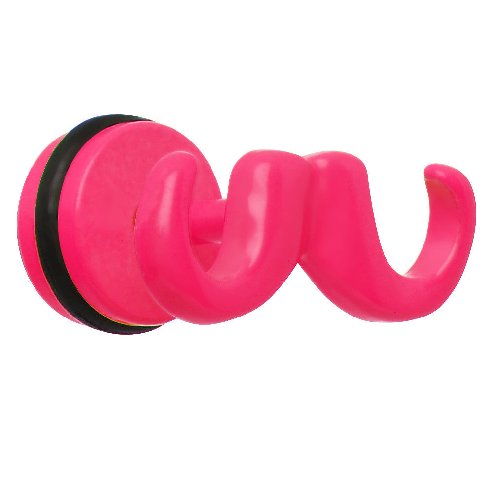 BodyCandy Pink Neon Enamel Old Fashioned Mustache Cheater Plug — main product shot