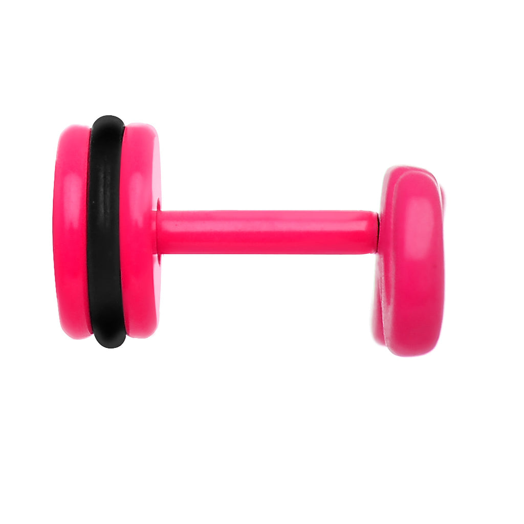 BodyCandy Pink Neon Enamel Old Fashioned Mustache Cheater Plug — detail close-up