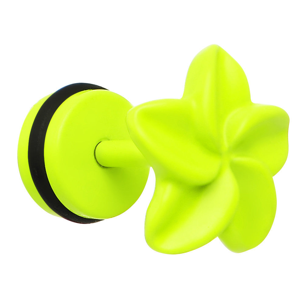 BodyCandy Light Green Neon Enamel Swirling Star Cheater Plug — main product shot