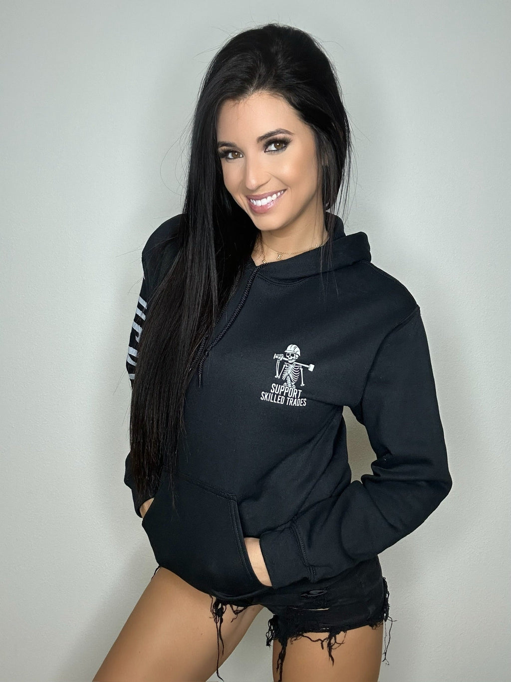 Luckless Outfitters Support Skilled Trades Hoodie — side view