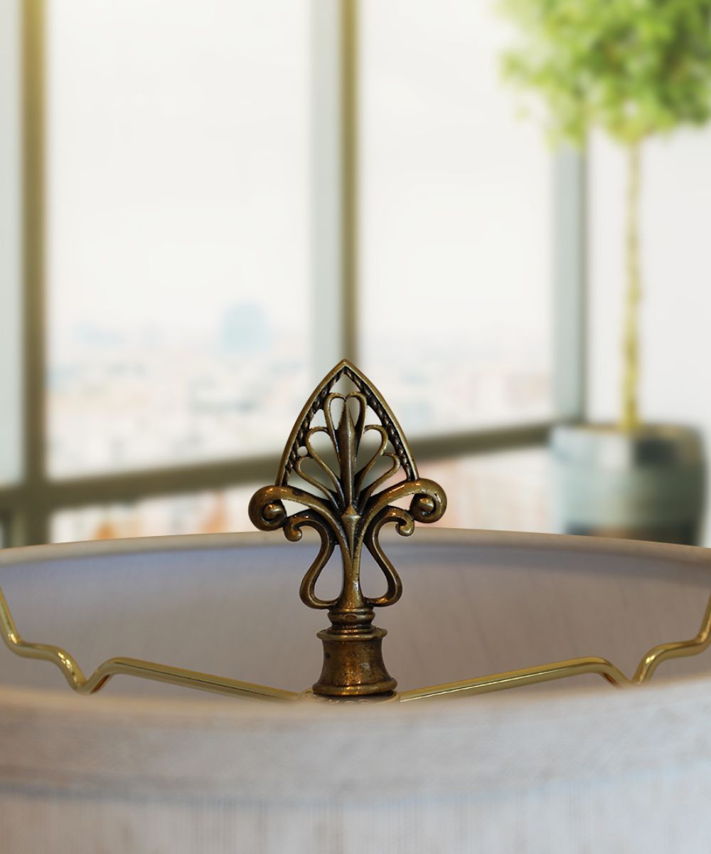 Vintage Filigree Lamp Finial Antique Brass, 3.2"h – LampsUSA, view 2