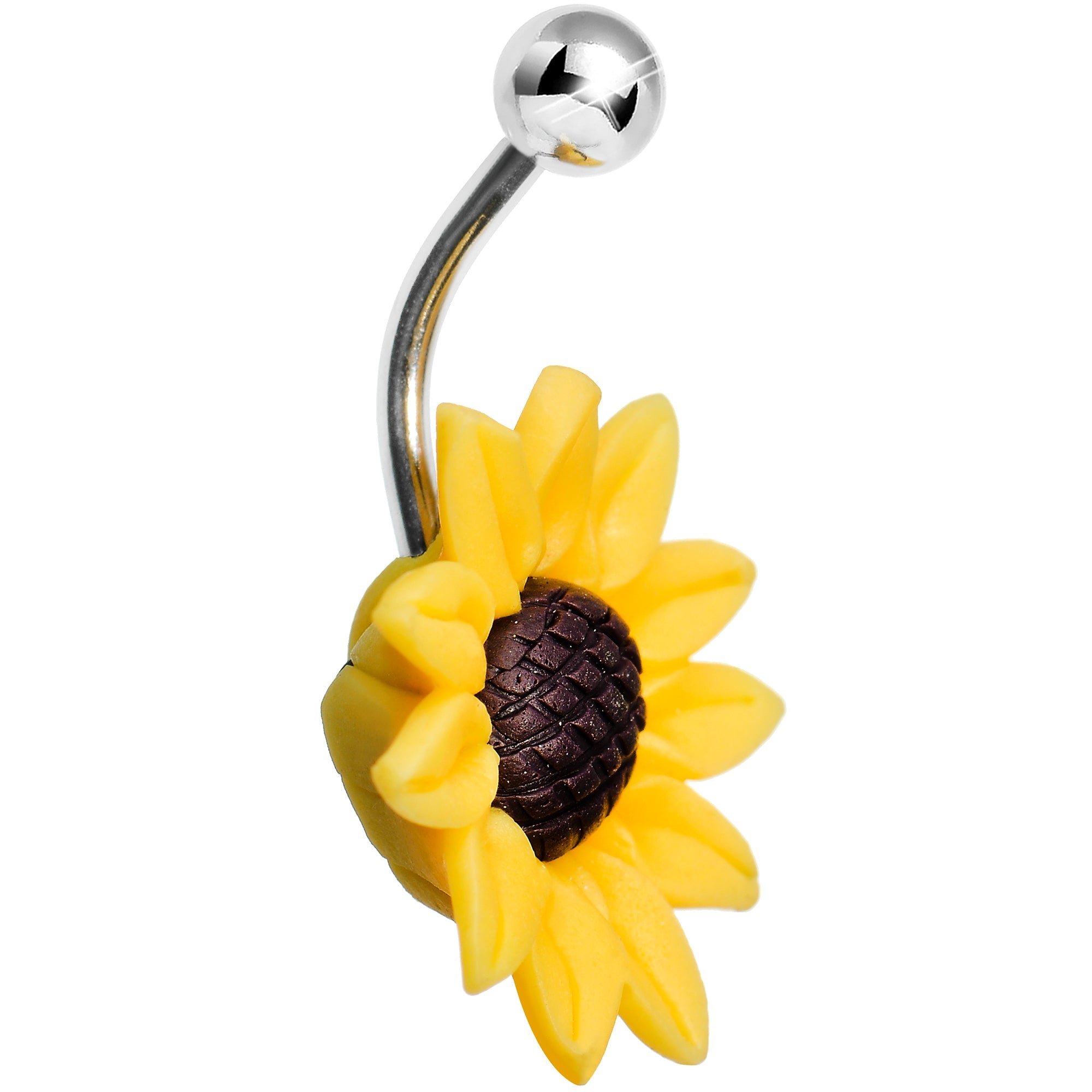 BodyCandy Stunning Sunflower Belly Ring — side view