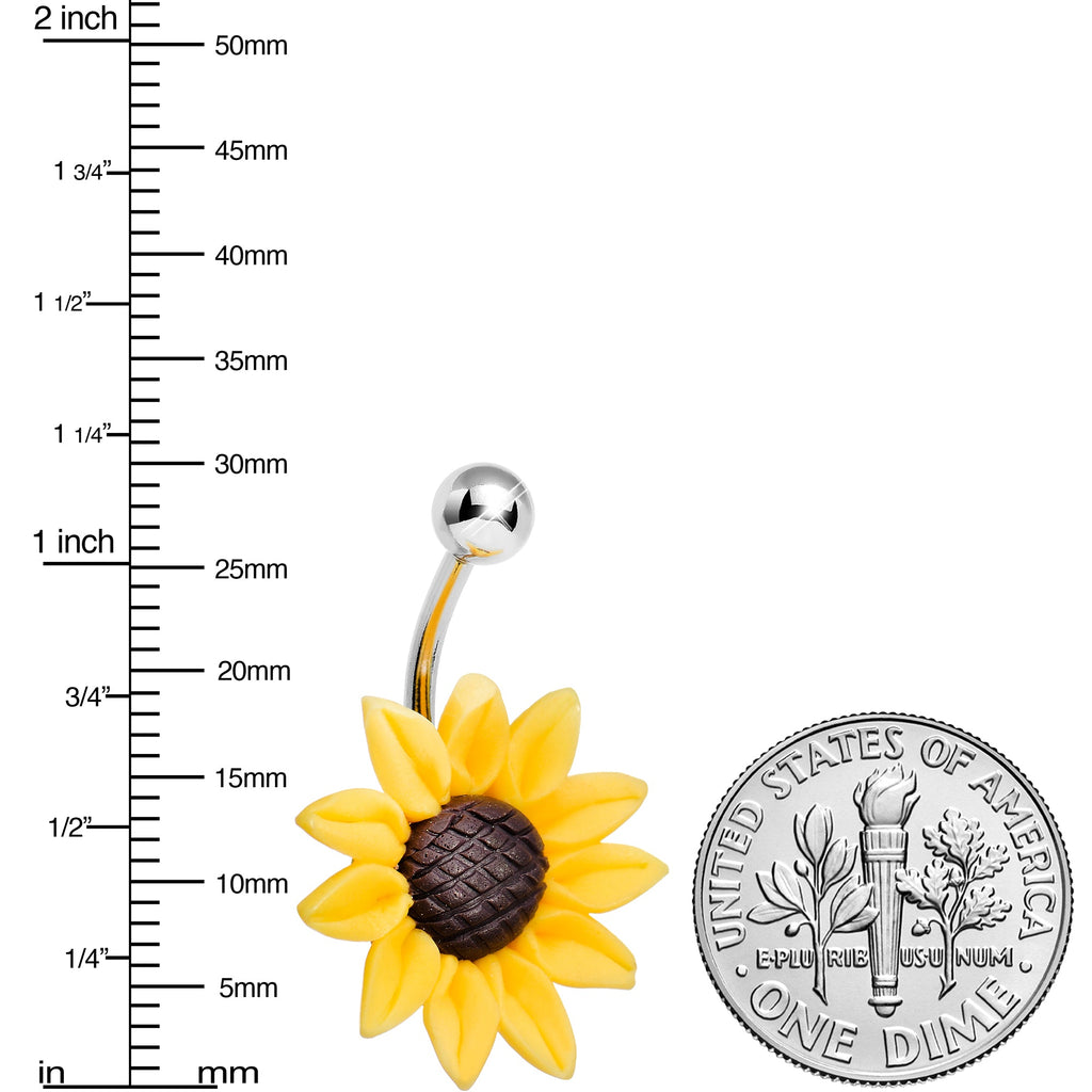 BodyCandy Stunning Sunflower Belly Ring — back view