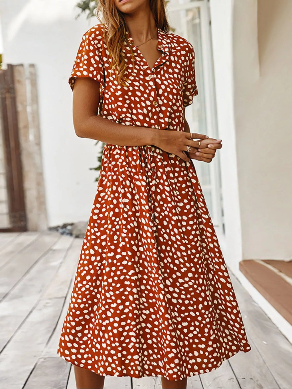 Animal Print Short Sleeve Dress
