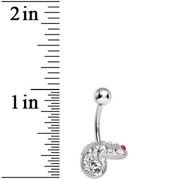 BodyCandy Clear Gem Lay Low Lizard Belly Ring — detail close-up