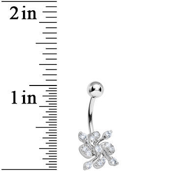BodyCandy Crystalline Gem Twisted Flower Belly Ring — detail close-up