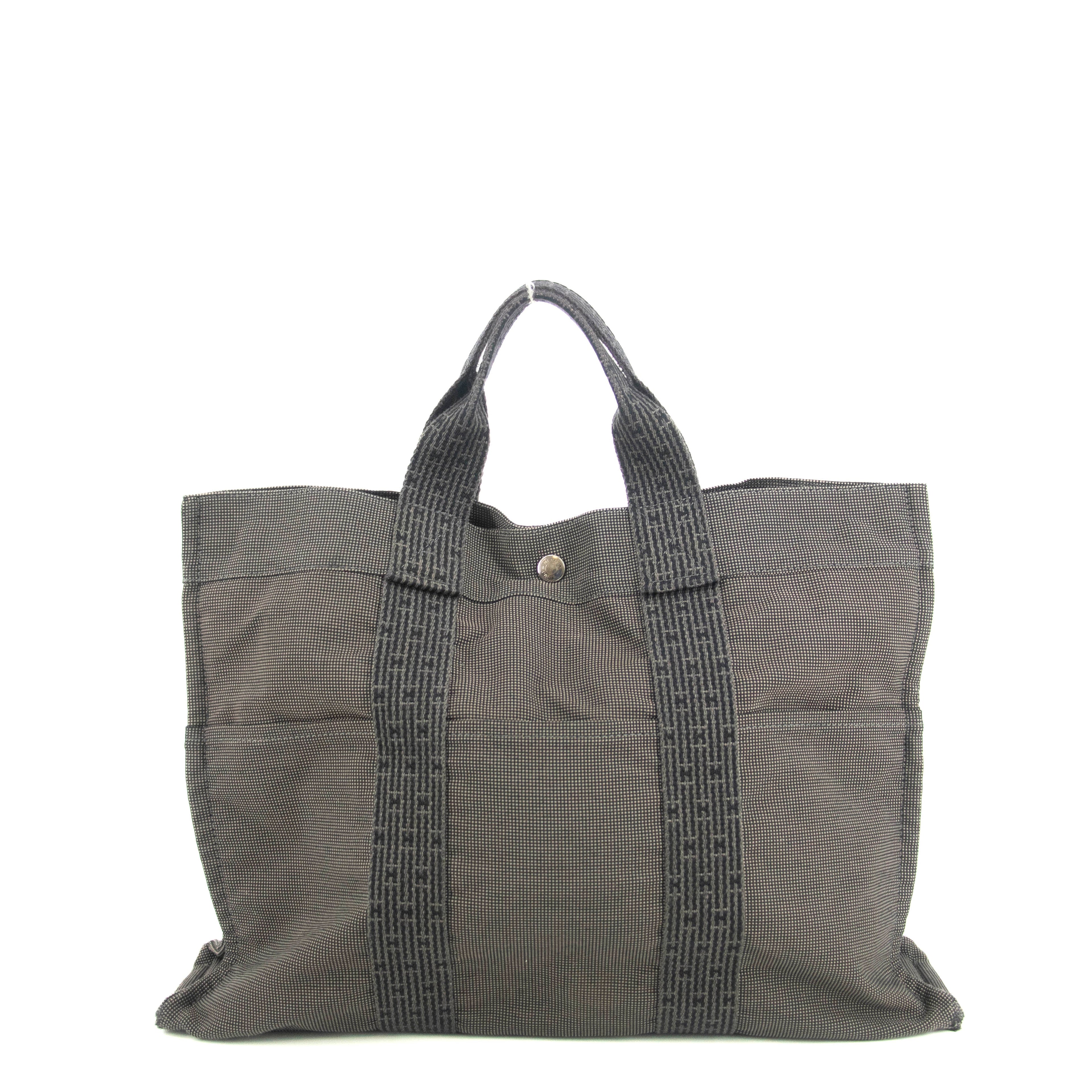 Bolt Boutique Hermes Herline MM Grey Canvas Tote Bag #4781 — main product shot