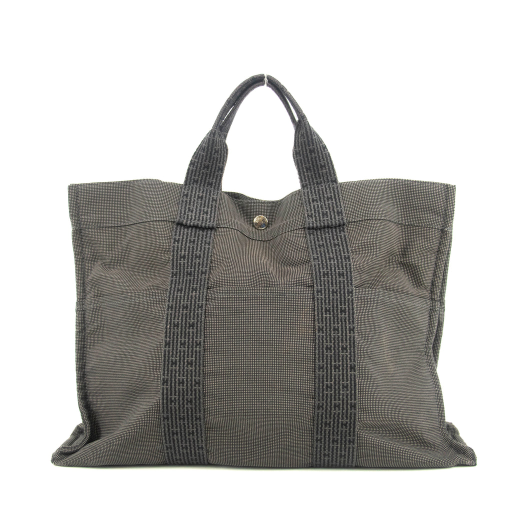 Bolt Boutique Hermes Herline MM Grey Canvas Tote Bag #4781 — detail close-up