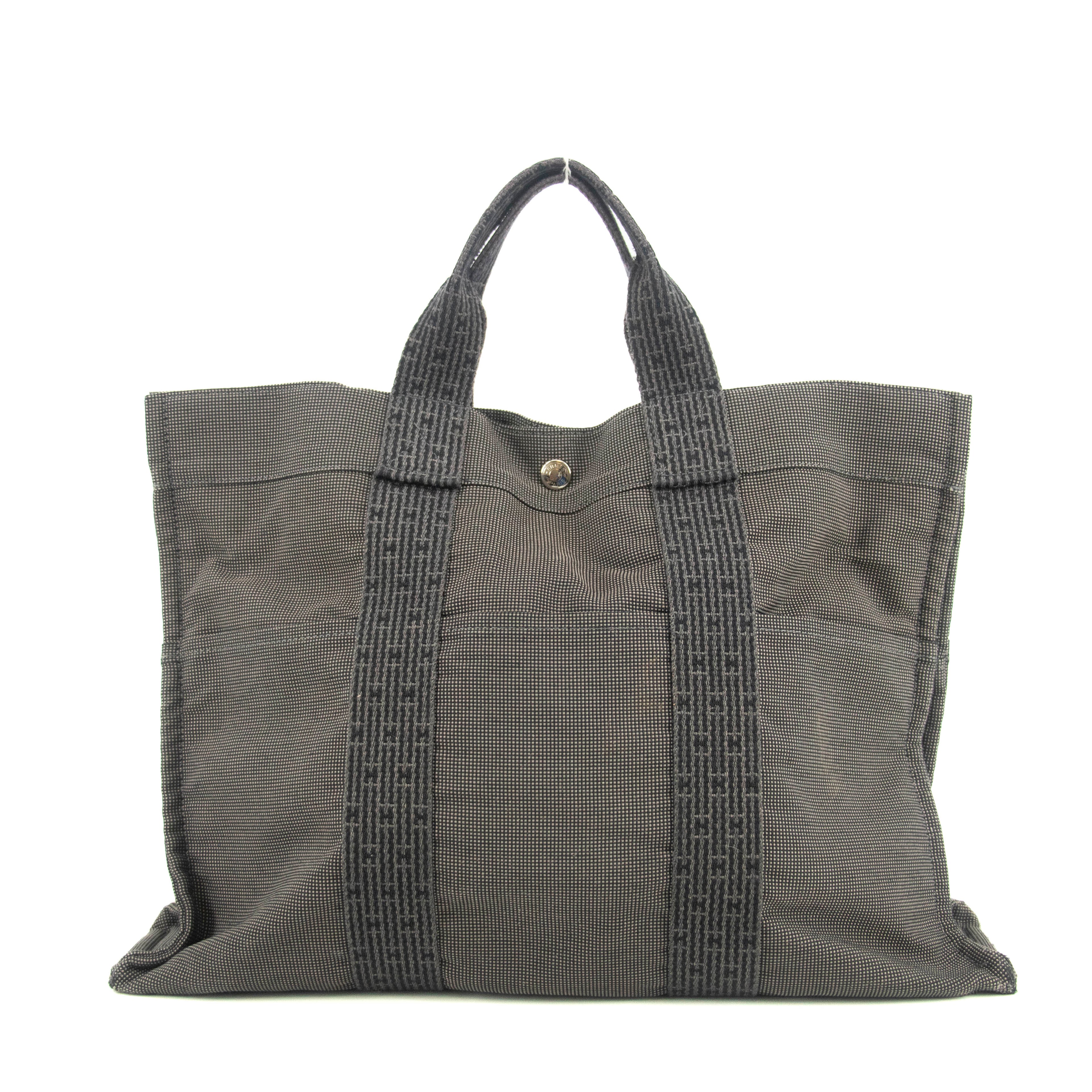 Bolt Boutique Hermes Herline MM Grey Canvas Tote Bag #4781 — detail close-up