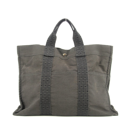 Bolt Boutique Hermes Herline MM Grey Canvas Tote Bag #4781 — detail close-up