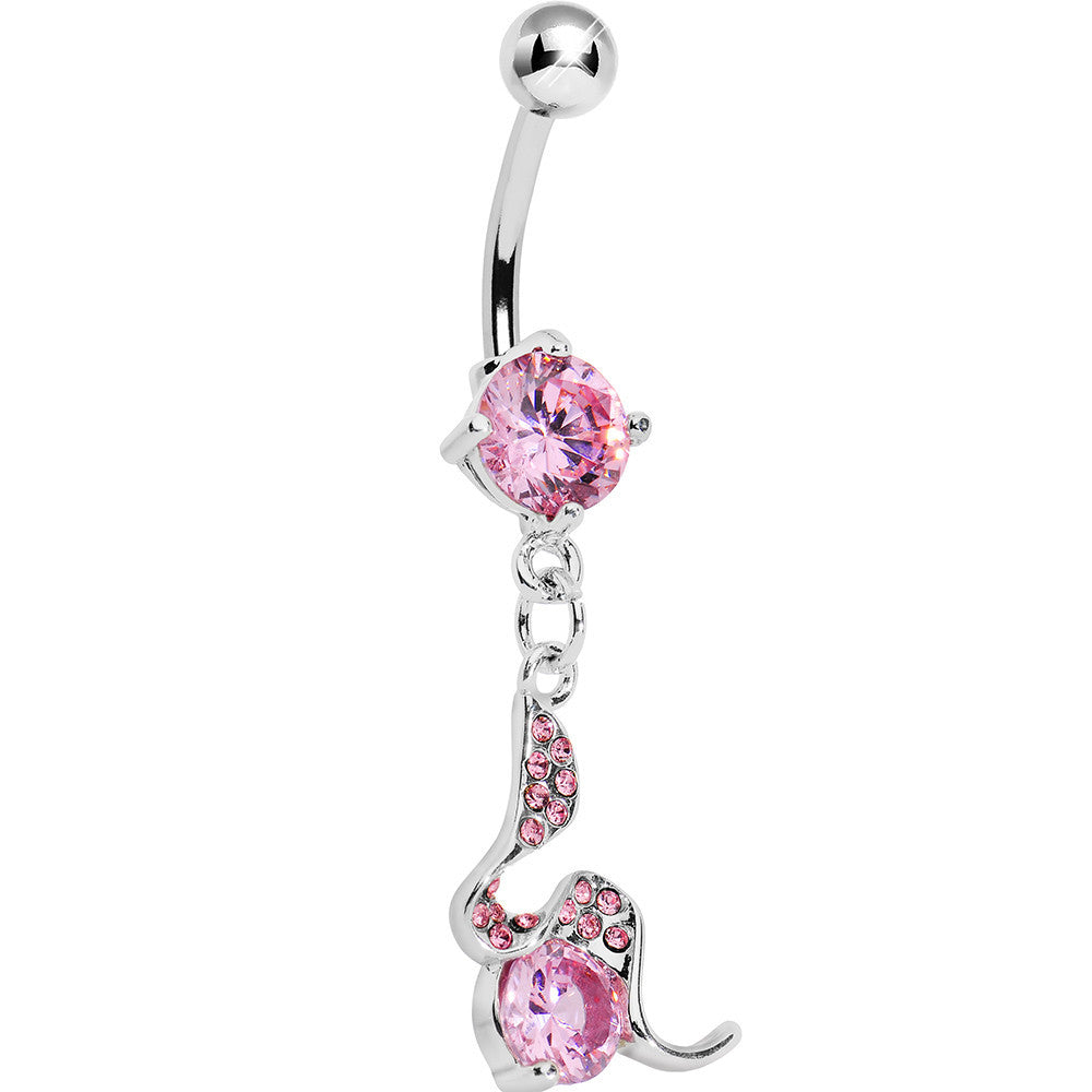 BodyCandy Pink Gem Squiggly Serpent Gem Dangle Belly Ring — main product shot