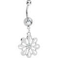 BodyCandy Clear Gem Pretty White Petals Flower Charm Belly Ring — main product shot