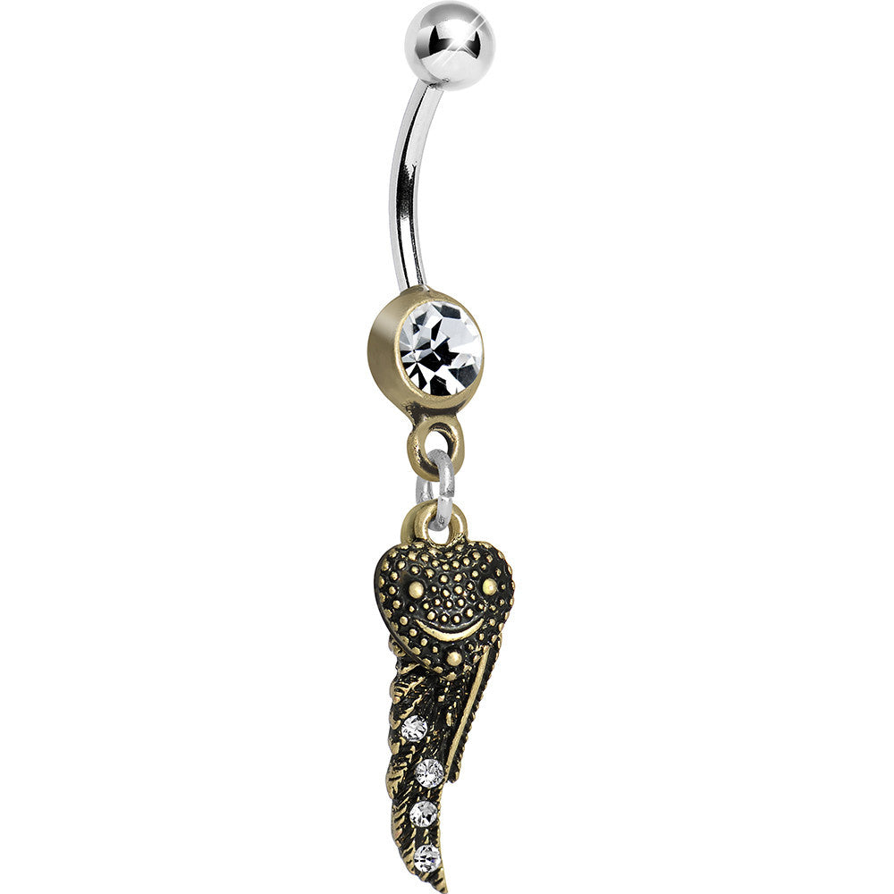 BodyCandy Clear Gem Happy Hearts Angel Wings Belly Ring — main product shot