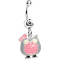 BodyCandy Clear Gem Kooky Pink Owl Charm Dangle Belly Ring — main product shot
