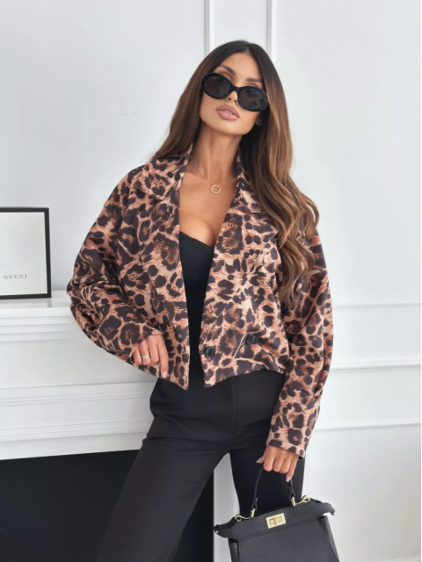Leopard Print Cropped Blazer