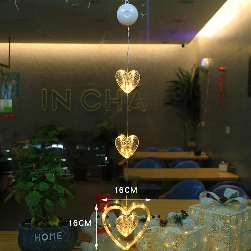 Christmas 3Pcs LED Star Hanging Lights For Home Decor Suction Cup Battery Powered