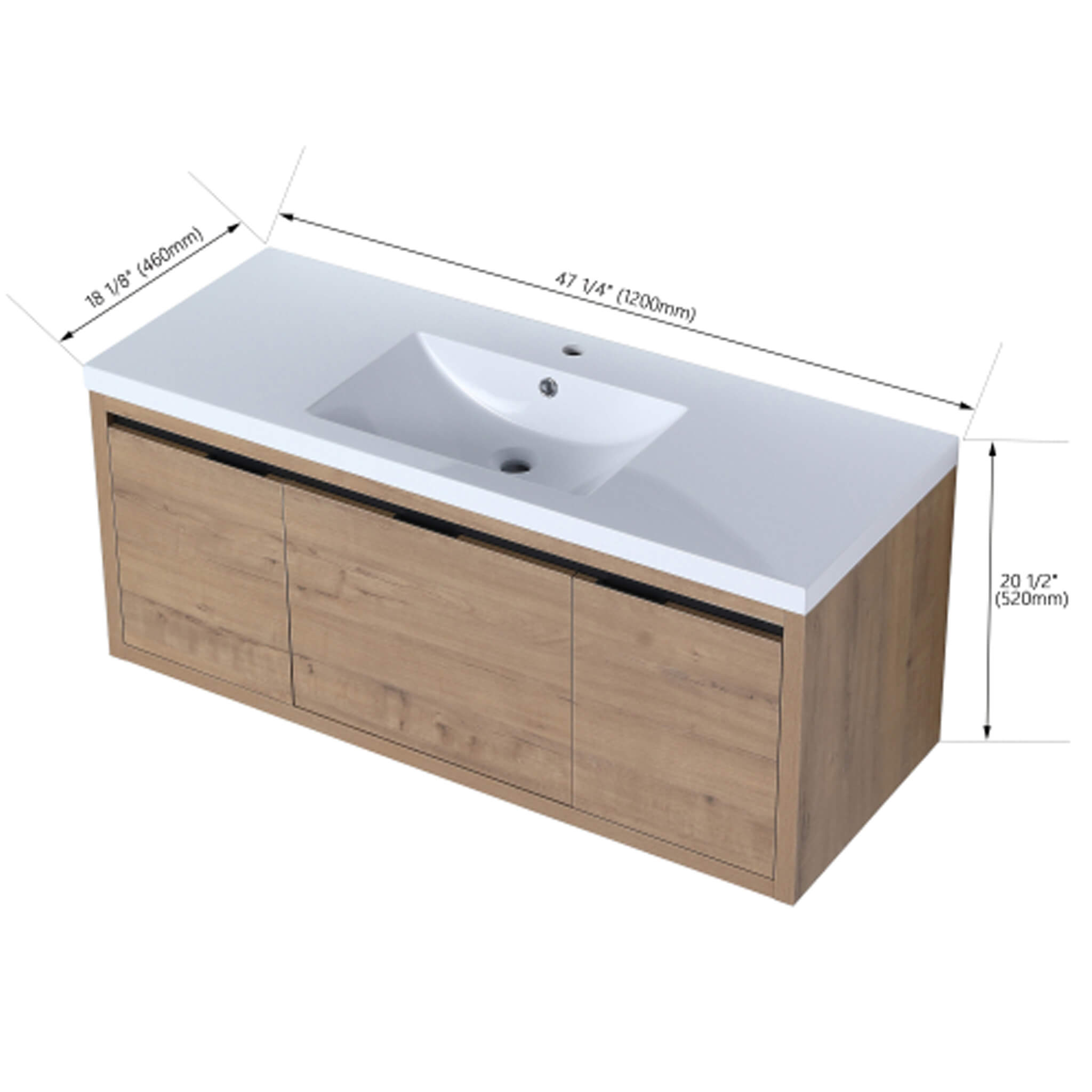 Nuvia Floating Bathroom Vanity With Resin Sink Soft Close Doors (SAK82560) – SAKSBY WHOLESALE, view 17