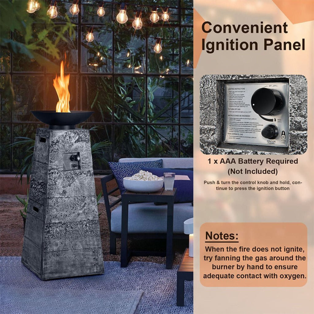 48-Inch Large Outdoor Propane Fire Bowl Column With Cover & Lava Rocks (SAK70938) – SAKSBY WHOLESALE, view 3