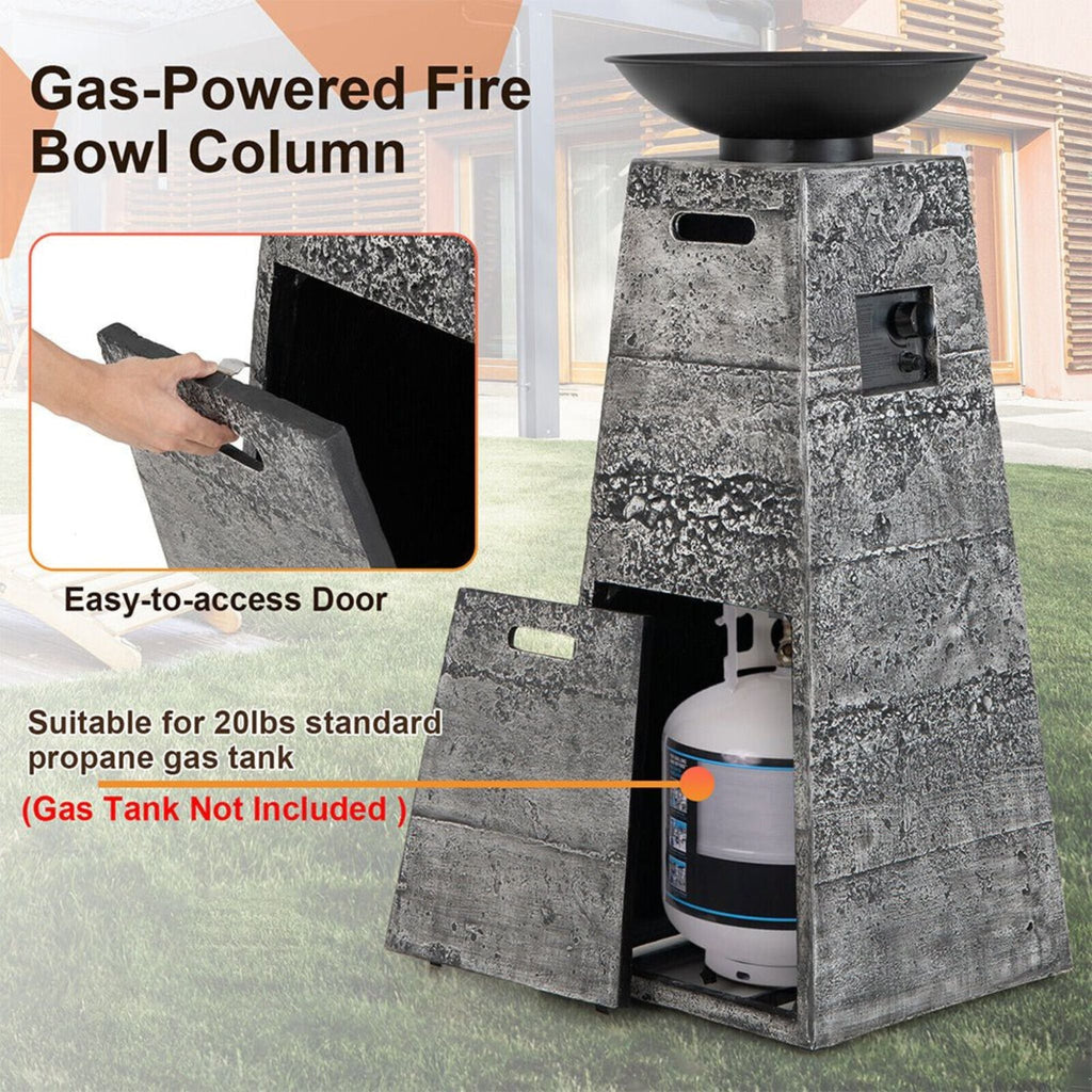 48-Inch Large Outdoor Propane Fire Bowl Column With Cover & Lava Rocks (SAK70938) – SAKSBY WHOLESALE, view 7