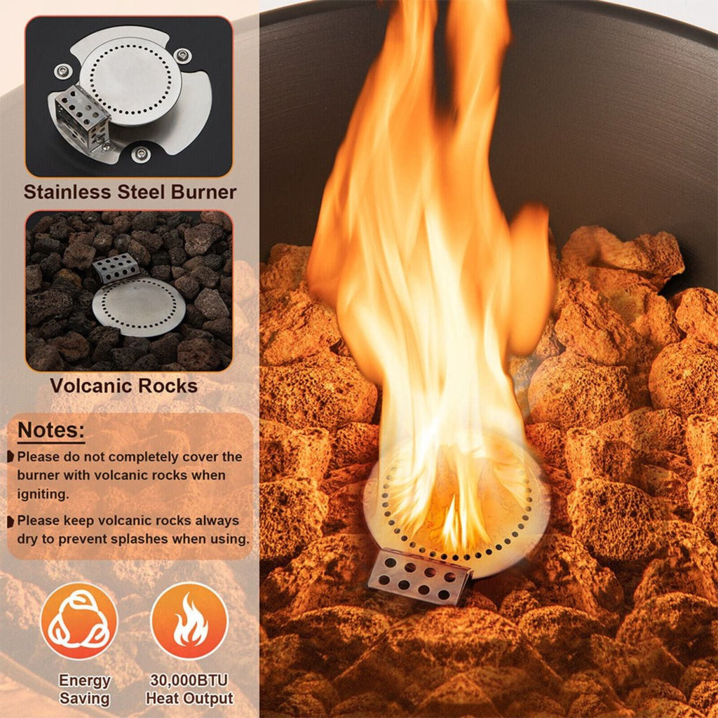 48-Inch Large Outdoor Propane Fire Bowl Column With Cover & Lava Rocks (SAK70938) – SAKSBY WHOLESALE, view 4