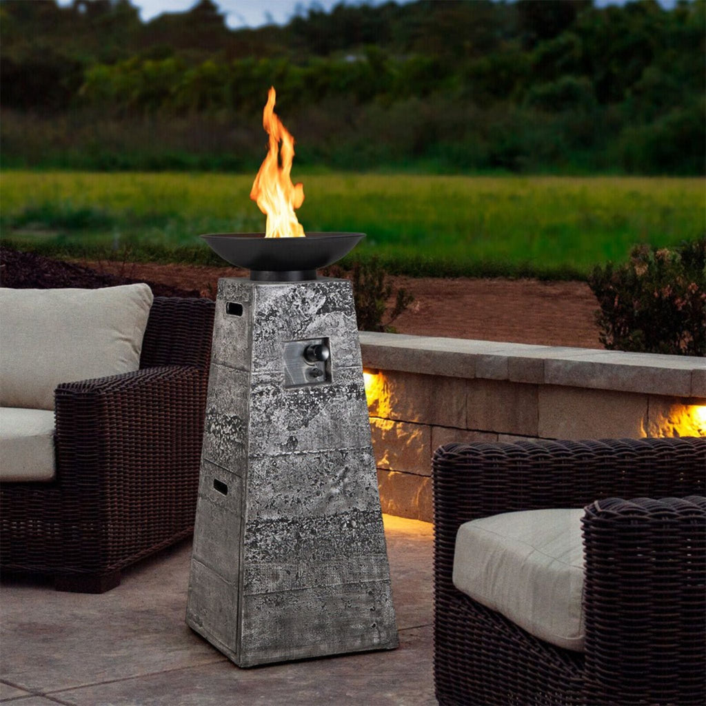 48-Inch Large Outdoor Propane Fire Bowl Column With Cover & Lava Rocks (SAK70938) – SAKSBY WHOLESALE, view 8