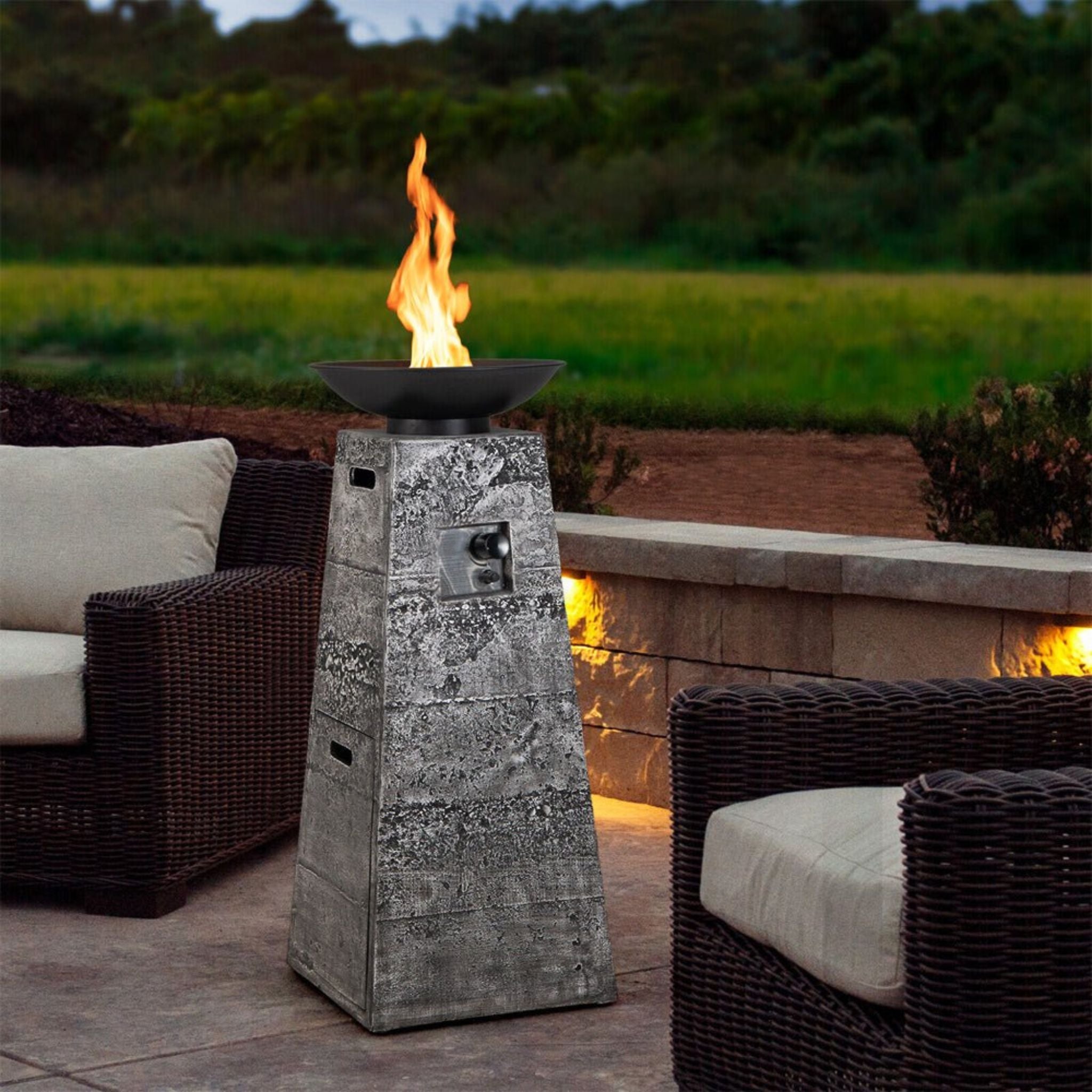 48-Inch Large Outdoor Propane Fire Bowl Column With Cover & Lava Rocks (SAK70938) – SAKSBY WHOLESALE, view 8