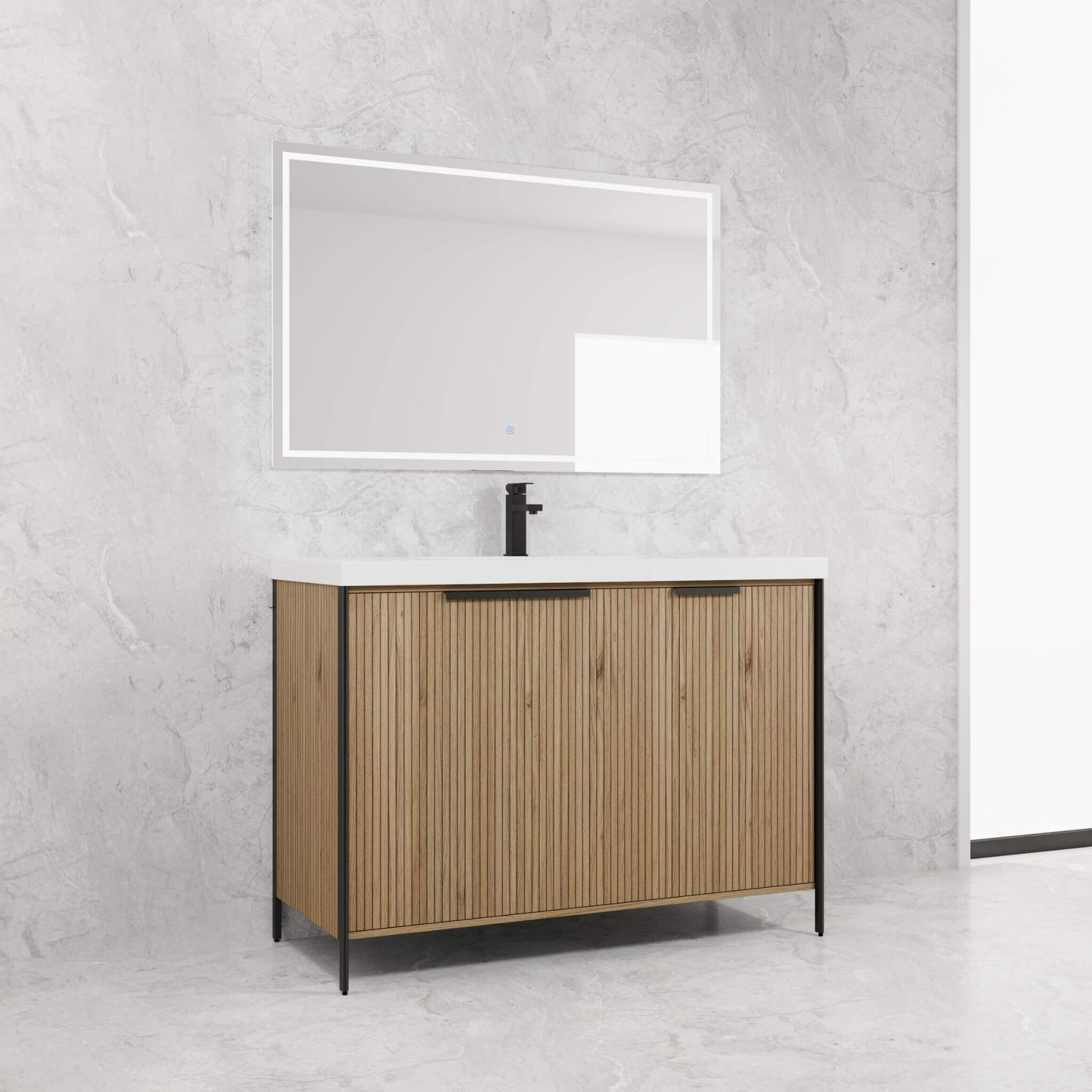 Nuvia 48-Inch Modern Light Coffee Freestanding Vanity With Resin Sink (SAK97502) – SAKSBY WHOLESALE, view 3