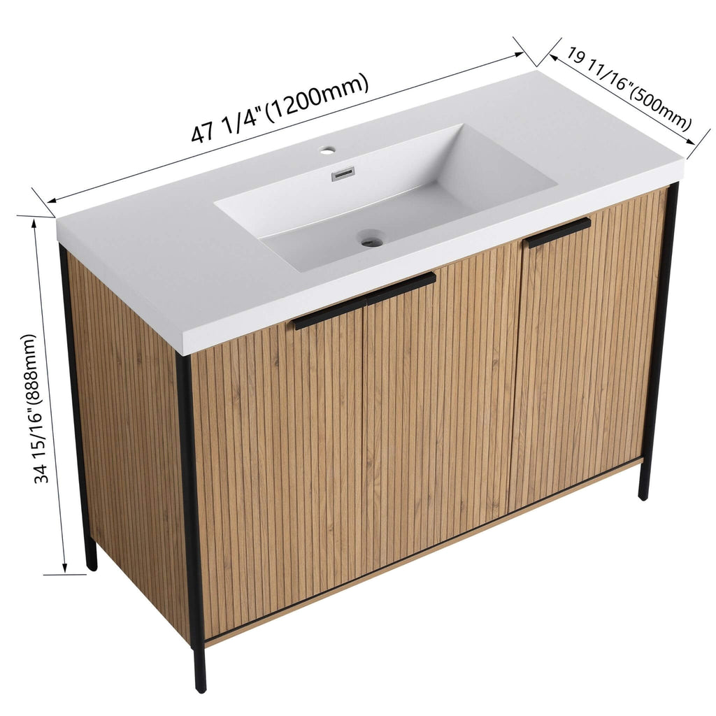 Nuvia 48-Inch Modern Light Coffee Freestanding Vanity With Resin Sink (SAK97502) – SAKSBY WHOLESALE, view 22