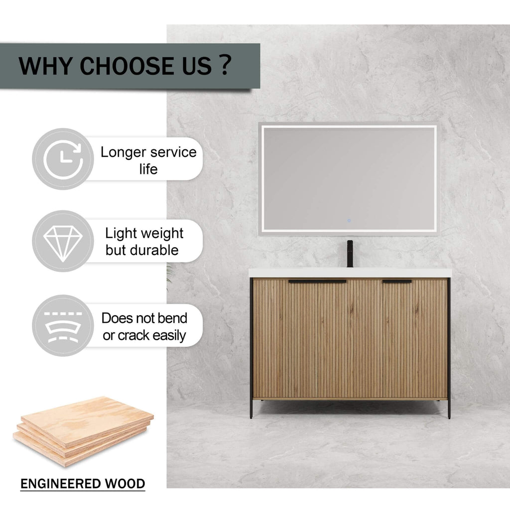 Nuvia 48-Inch Modern Light Coffee Freestanding Vanity With Resin Sink (SAK97502) – SAKSBY WHOLESALE, view 4