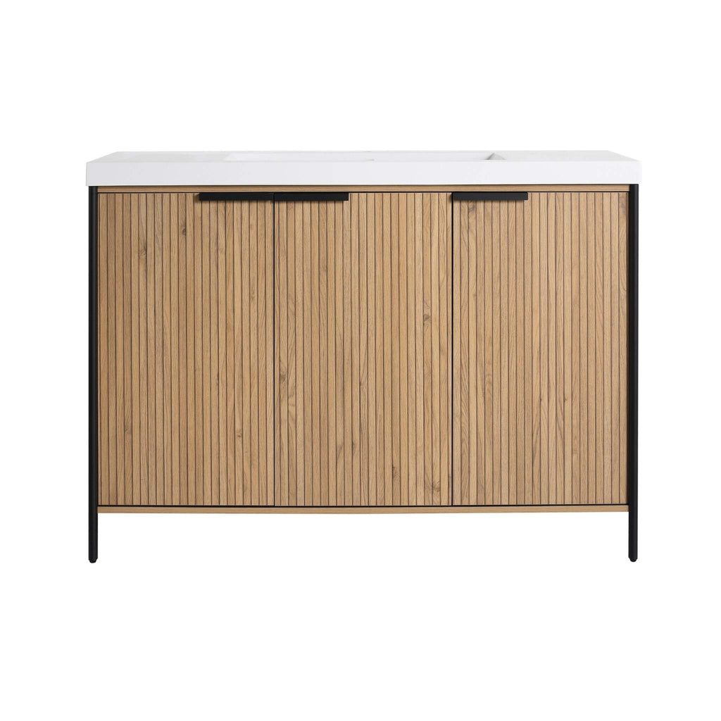 Nuvia 48-Inch Modern Light Coffee Freestanding Vanity With Resin Sink (SAK97502) – SAKSBY WHOLESALE