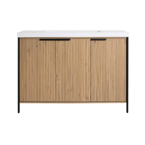 Nuvia 48-Inch Modern Light Coffee Freestanding Vanity With Resin Sink (SAK97502) – SAKSBY WHOLESALE