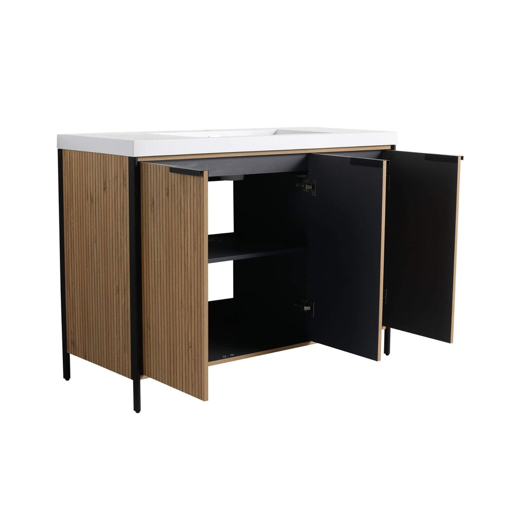 Nuvia 48-Inch Modern Light Coffee Freestanding Vanity With Resin Sink (SAK97502) – SAKSBY WHOLESALE, view 17