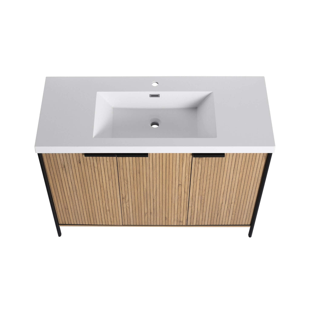 Nuvia 48-Inch Modern Light Coffee Freestanding Vanity With Resin Sink (SAK97502) – SAKSBY WHOLESALE, view 12