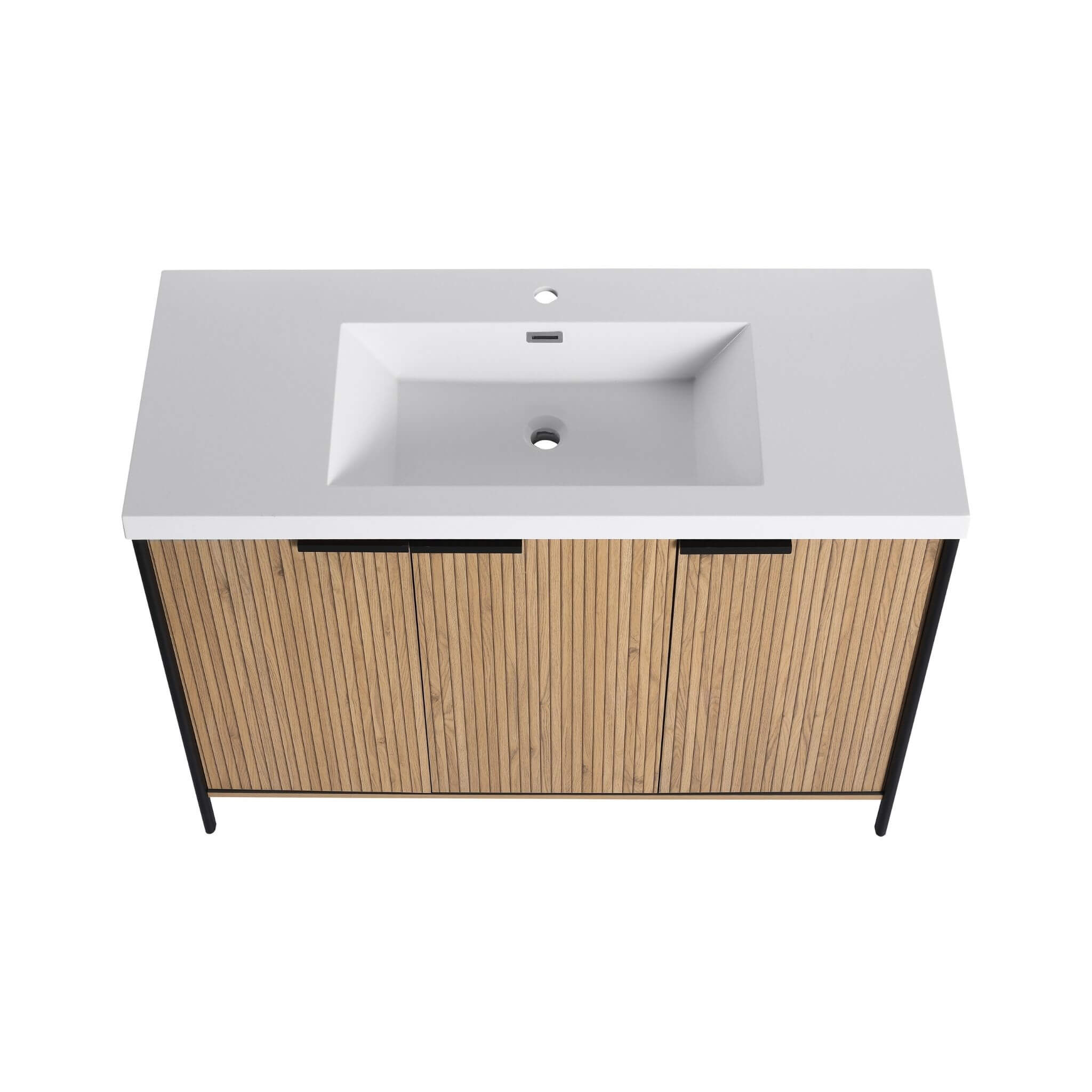 Nuvia 48-Inch Modern Light Coffee Freestanding Vanity With Resin Sink (SAK97502) – SAKSBY WHOLESALE, view 12