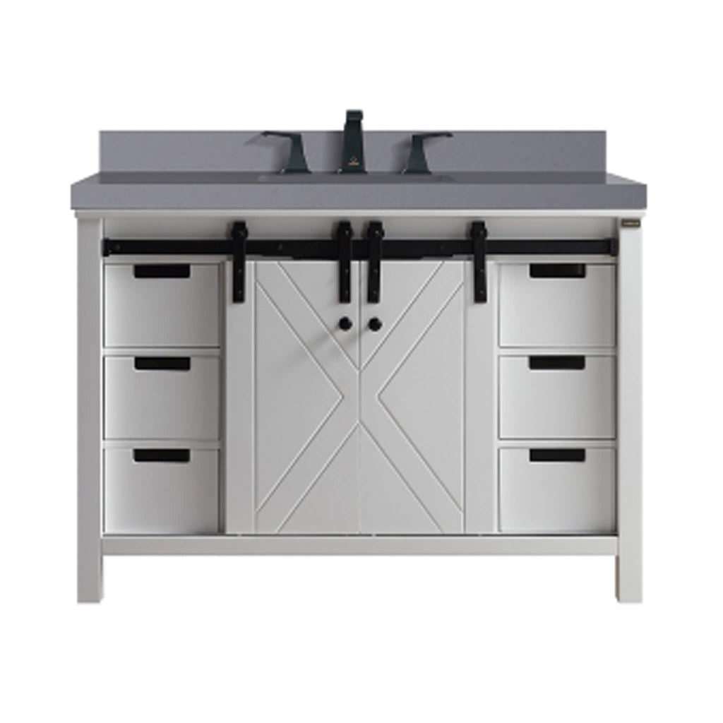Nuvia White Bathroom Vanity With Gray Quartz Top And Faucet Set (SAK40685) – SAKSBY WHOLESALE, view 8
