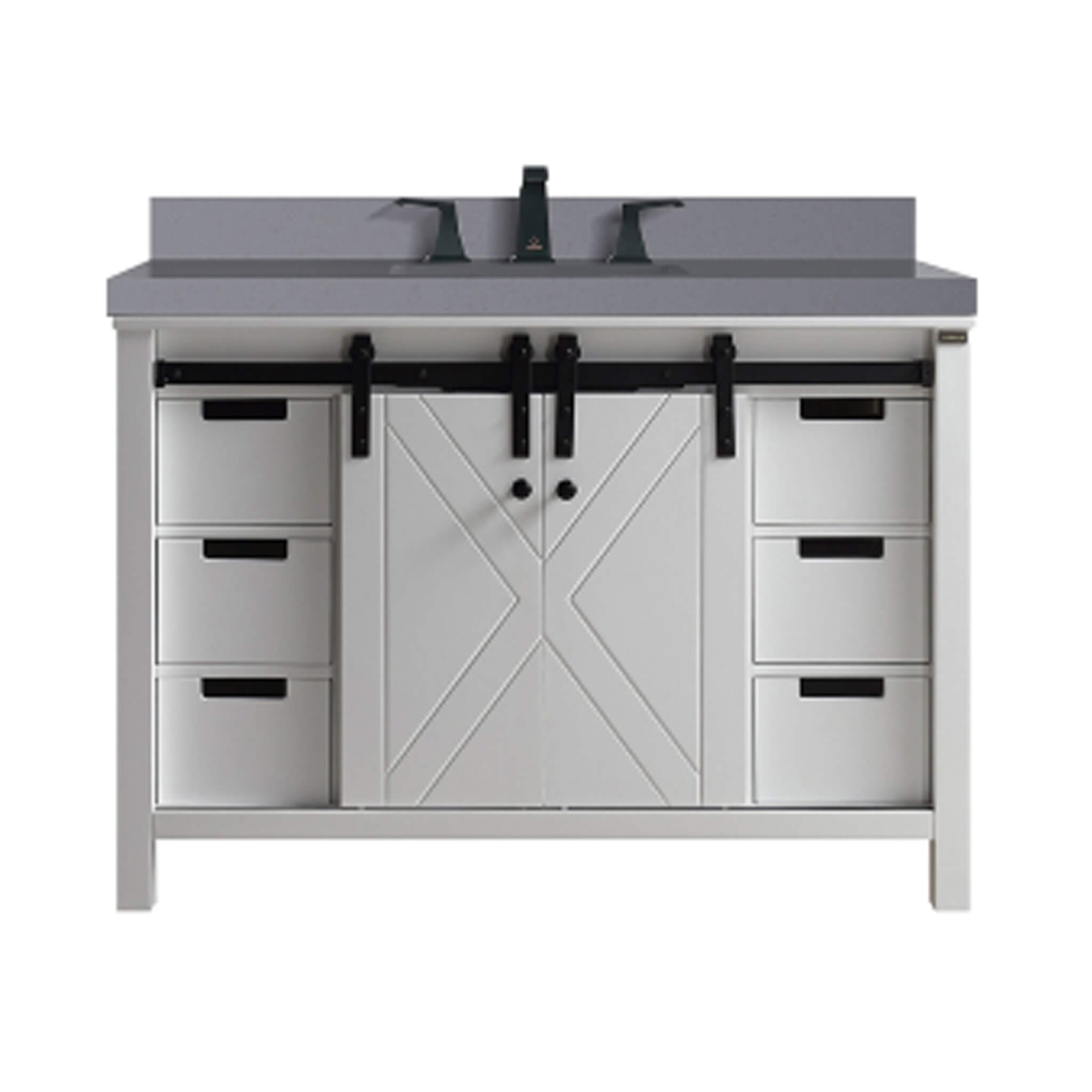 Nuvia White Bathroom Vanity With Gray Quartz Top And Faucet Set (SAK40685) – SAKSBY WHOLESALE, view 8