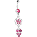 BodyCandy Pink Gem Splendid Flower Dew Drops Dangle Belly Ring — main product shot