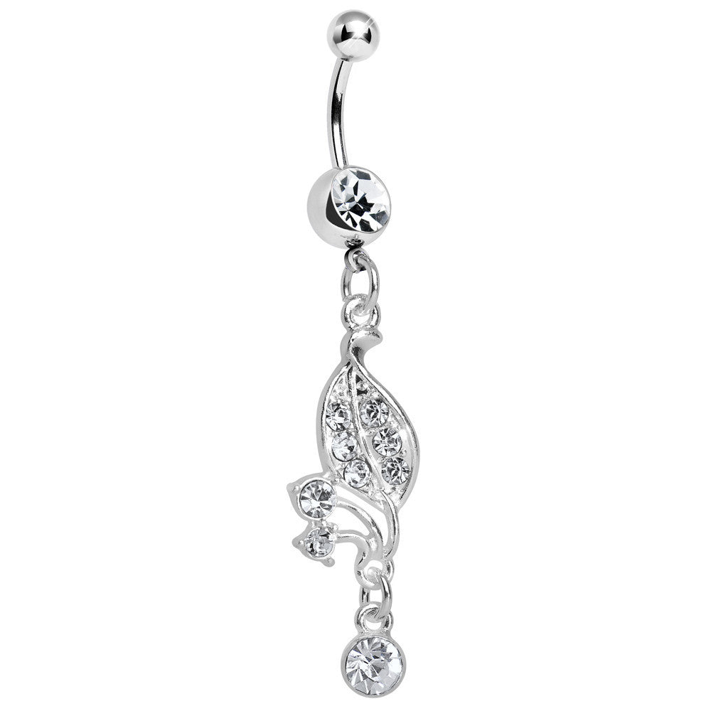 BodyCandy Clear Gem Sprouting Petals Flower Dangle Belly Ring — main product shot