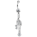 BodyCandy Clear Gem Sprouting Petals Flower Dangle Belly Ring — main product shot