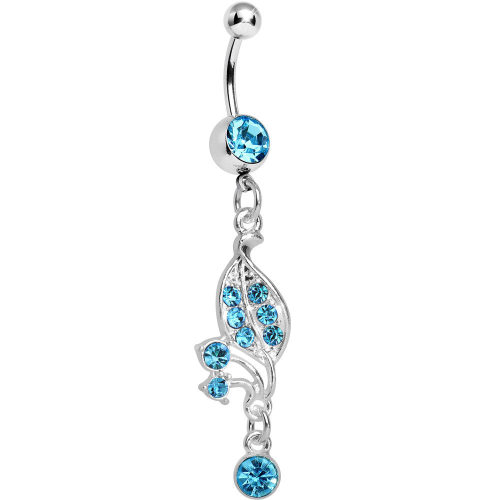 BodyCandy Aqua Gem Sprouting Petals Flower Dangle Belly Ring — main product shot