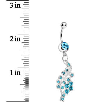 BodyCandy Aqua Gem Icy Winter Branch Dangle Belly Ring — detail close-up